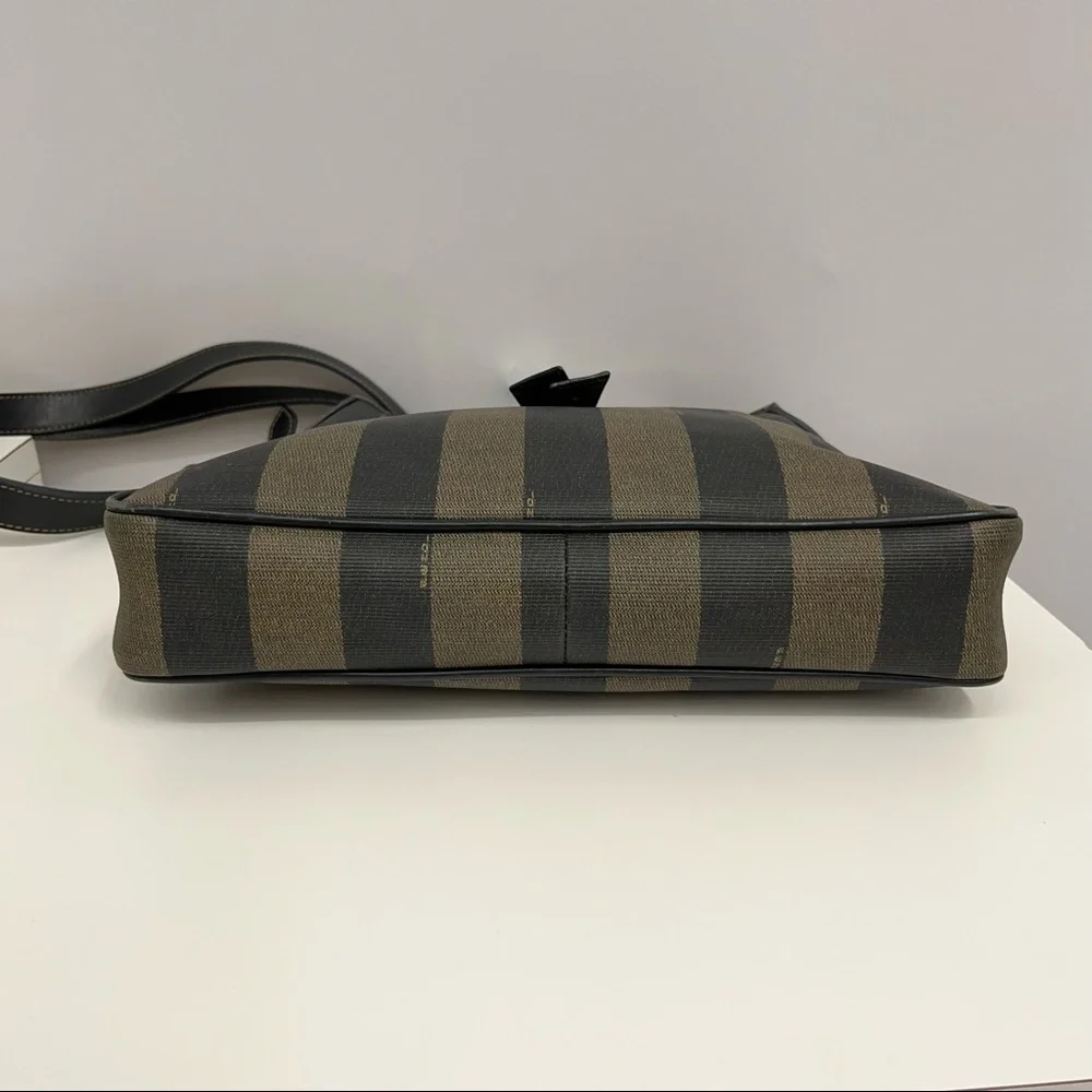 ❤️SOLD❤️ Vintage Fendi Pequin Shoulder Bag Black and Brown Striped Fabulous - Picture 8 of 13
